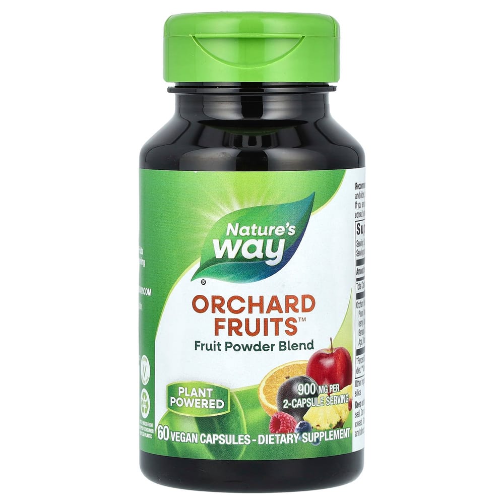

Nature s Way Orchard Fruits Fruit Powder Blend 900mg Veggie Capsules, 60 Count 60 pcs - 1 ea