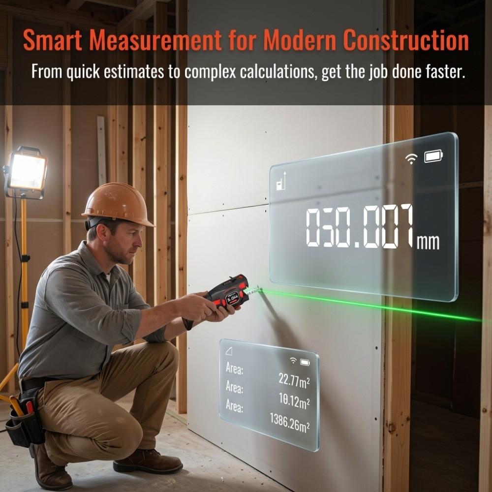 Rechargeable Laser Tape Measure Retractable Laser Rangefinder Electric Measuring Tool Renovation