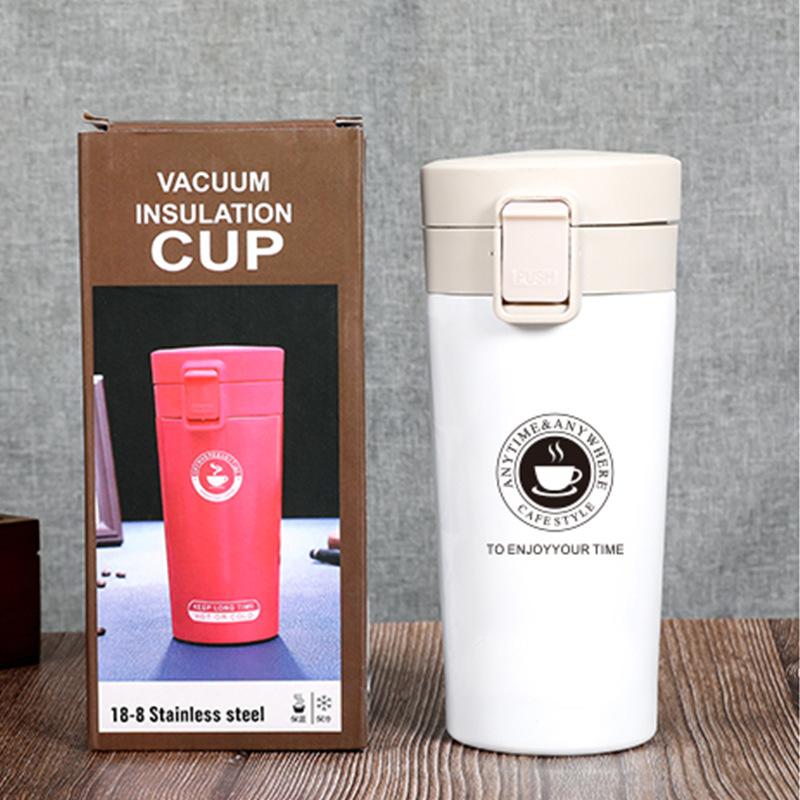 380ML Thermal Mug Double Wall Stainless Steel Coffee Cup Vacuum Flask Thermos Water Bottle Tea Coffee Leak-proof Thermos Mug