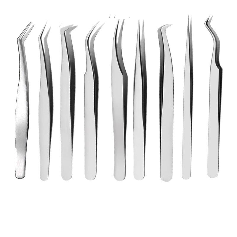 Gold Feather Eyelash Tweezers: Round Head for False Eyelashes, Long Gold Eagle Beak for Eyelash Artists.