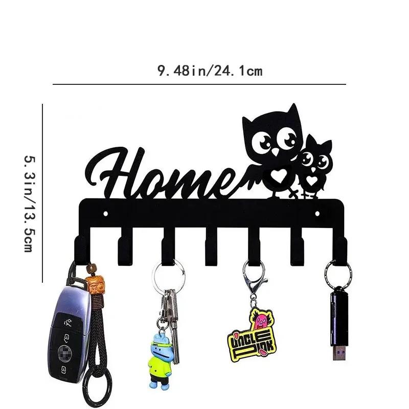 

1 шт. Многофункциональный металлический стальной держатель для ключей в виде совы, крючок для железных изделий, настенный, настенный держатель для ключей M чёрный