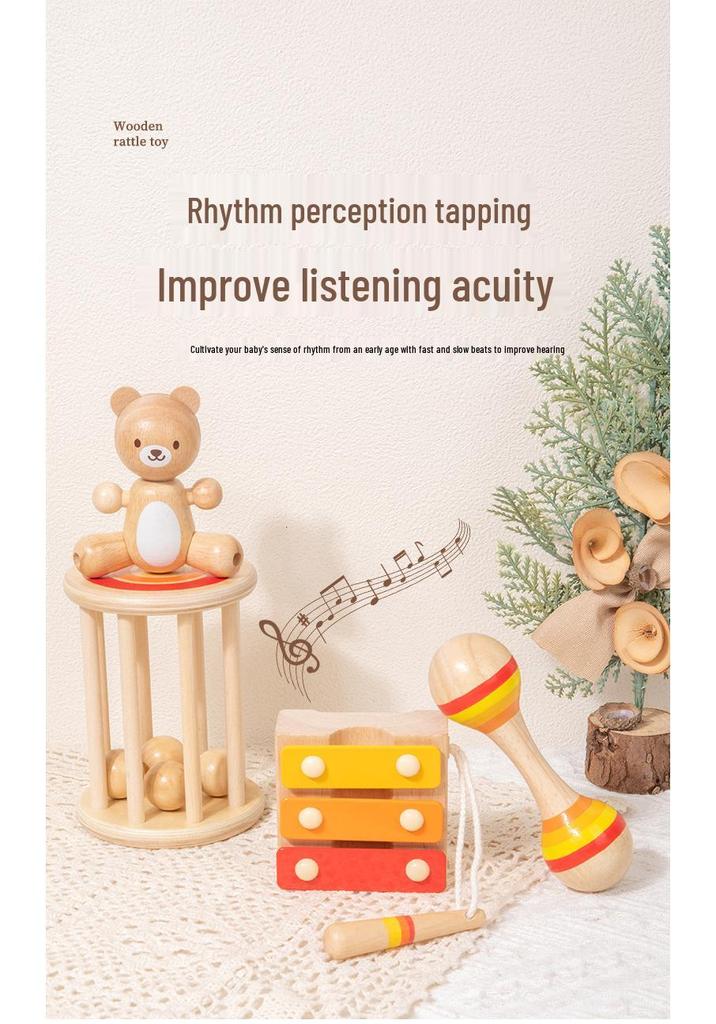 Children's Musical Wooden Rattle Toy Set for Early Education and Gift