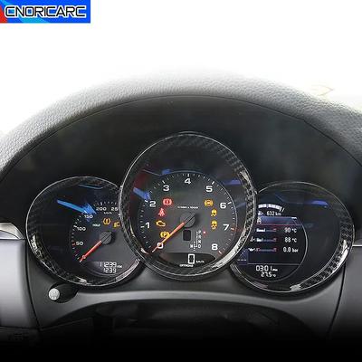 Carbon Fiber Color Dashboard Oil Meter Circles Frame Decoration Sticker Trim For Porsche Macan 2014-21 Interior Car Accessories