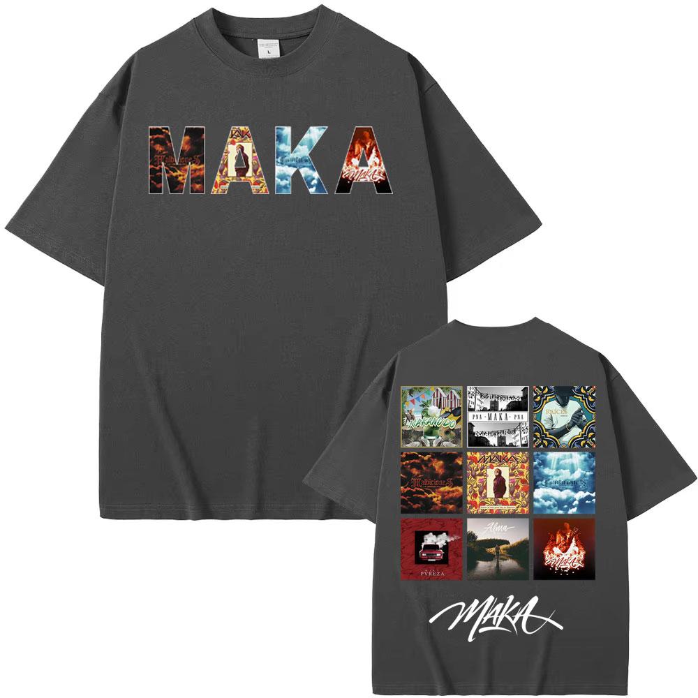 Rapper Maka Music Album Tour 2025 Cover T Shirts Men's Women Harajuku Hip Hop Punk T-shirt Summer Tops O-Neck T Shirt Streetwear