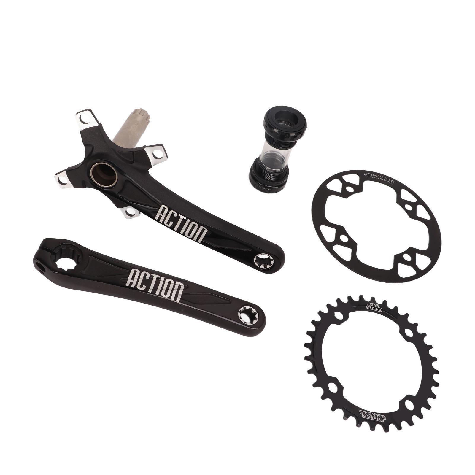 Bike Hollow Crankset Set Bottom Bracket 32T Narrow Wide Chainring 32T to 34T Guard Plate for Mountain Bike Road Bike