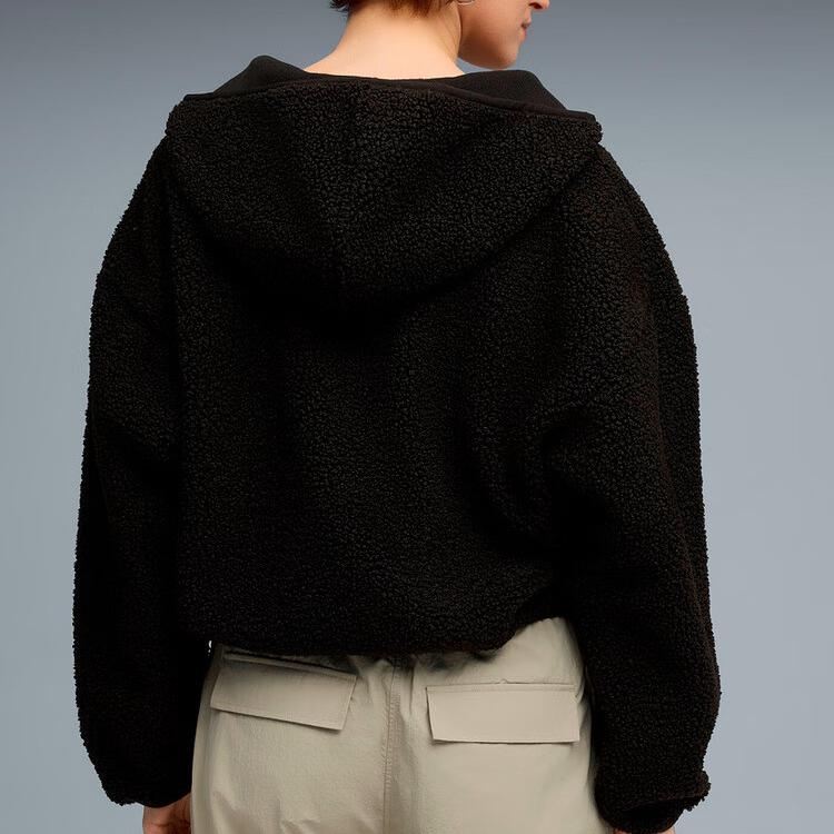 Puma Logo Fleece Short Hooded Long Sleeve Jacket Women Jackets 633983-01