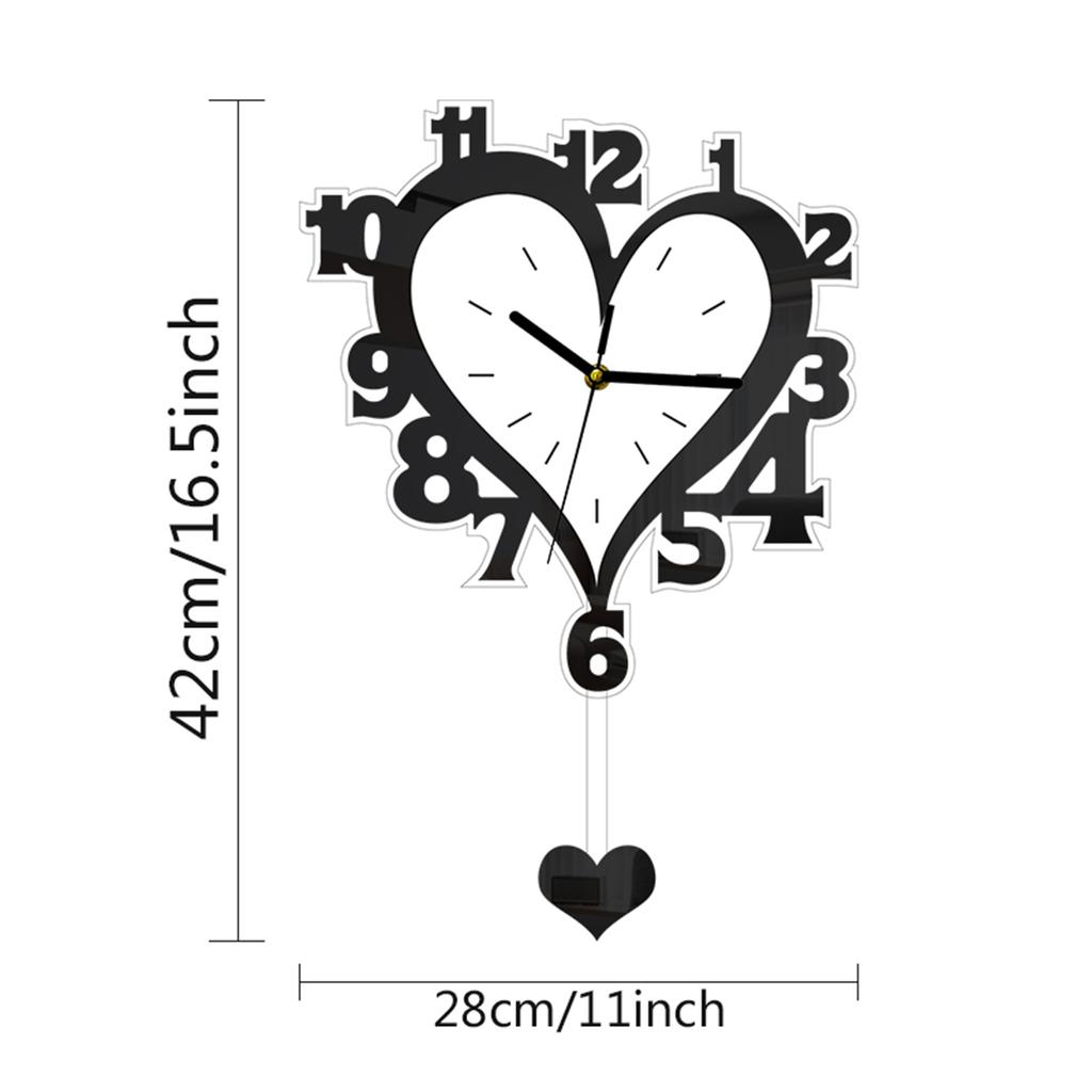 Wall Clock Modern Lightweight Decorative Hanging Clock Heart Shaped Timepiece for Living Room Office Kitchen Bedroom Decor