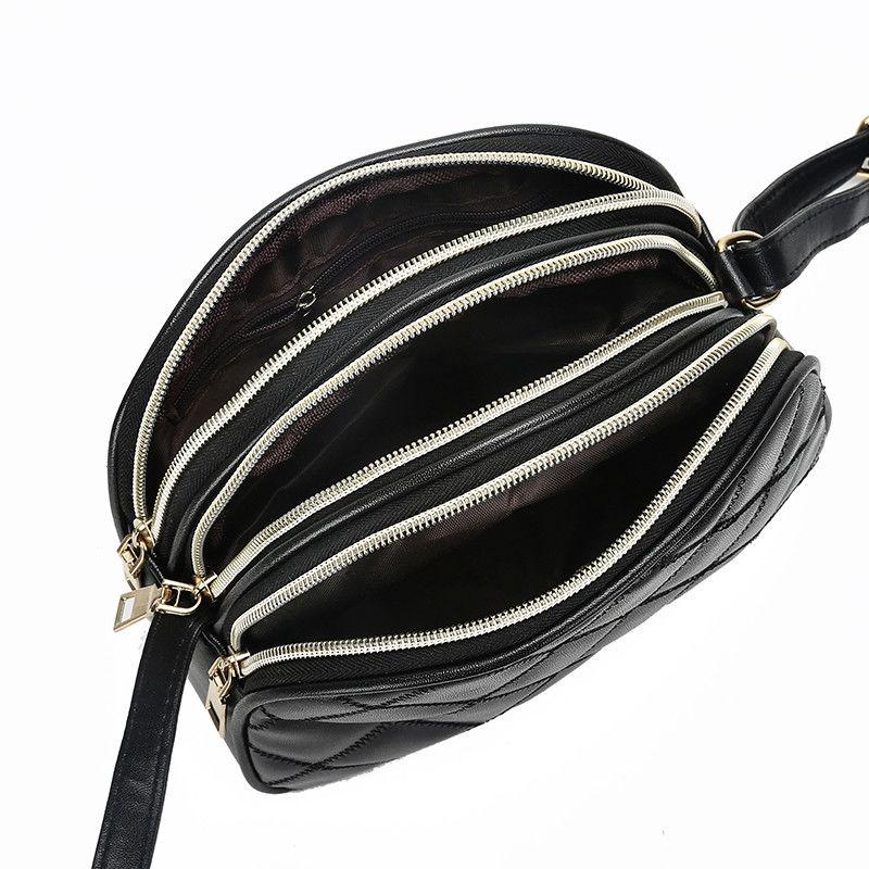 Borsa a tracolla in pelle PU con patta a quadri alla moda, borsa a tracolla casual, borsa a tracolla solida