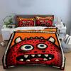 Red Monster Cartoon Design Bedding Duvet Cover Set  (1*Duvet Cover 2*Pillowcases, without duvet insert)
