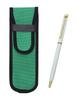 Takizawa Green Cloth Pencil Case with Epoxy Rotating Ballpoint Pen Set (White), 3-Pack, T23-NK02G-WD002-W-3