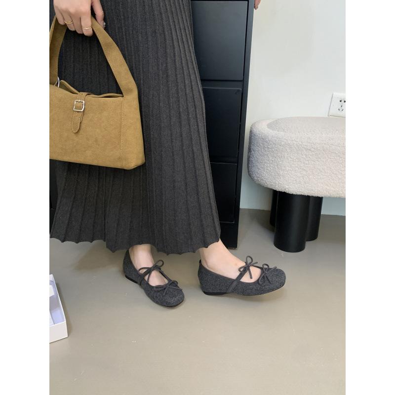 Evening Wind Heightening Ballet Shoes French Bow Mary Jane Shoes 2025 Four Seasons New with Skirt Shoes