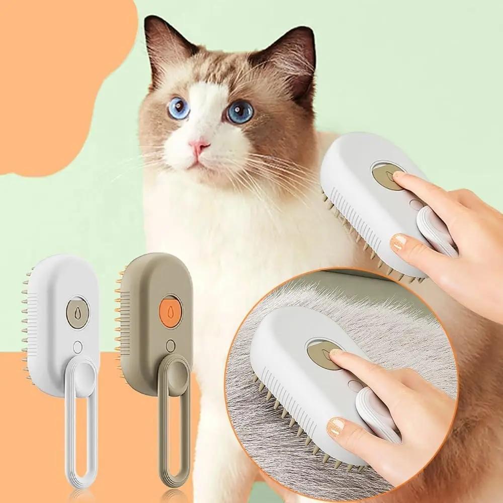 Steamy Cat Brush 3 in 1 Spazzola elettrica anti-schizzi per gatti con spruzzo di vapore per massaggio Pet Grooming Pettine per la rimozione dei peli Pettini Nuovo