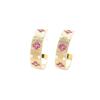European and American niche gold inlaid stone red flower gold earrings temperament versatile 925 silver needle pearl stud earrings women's