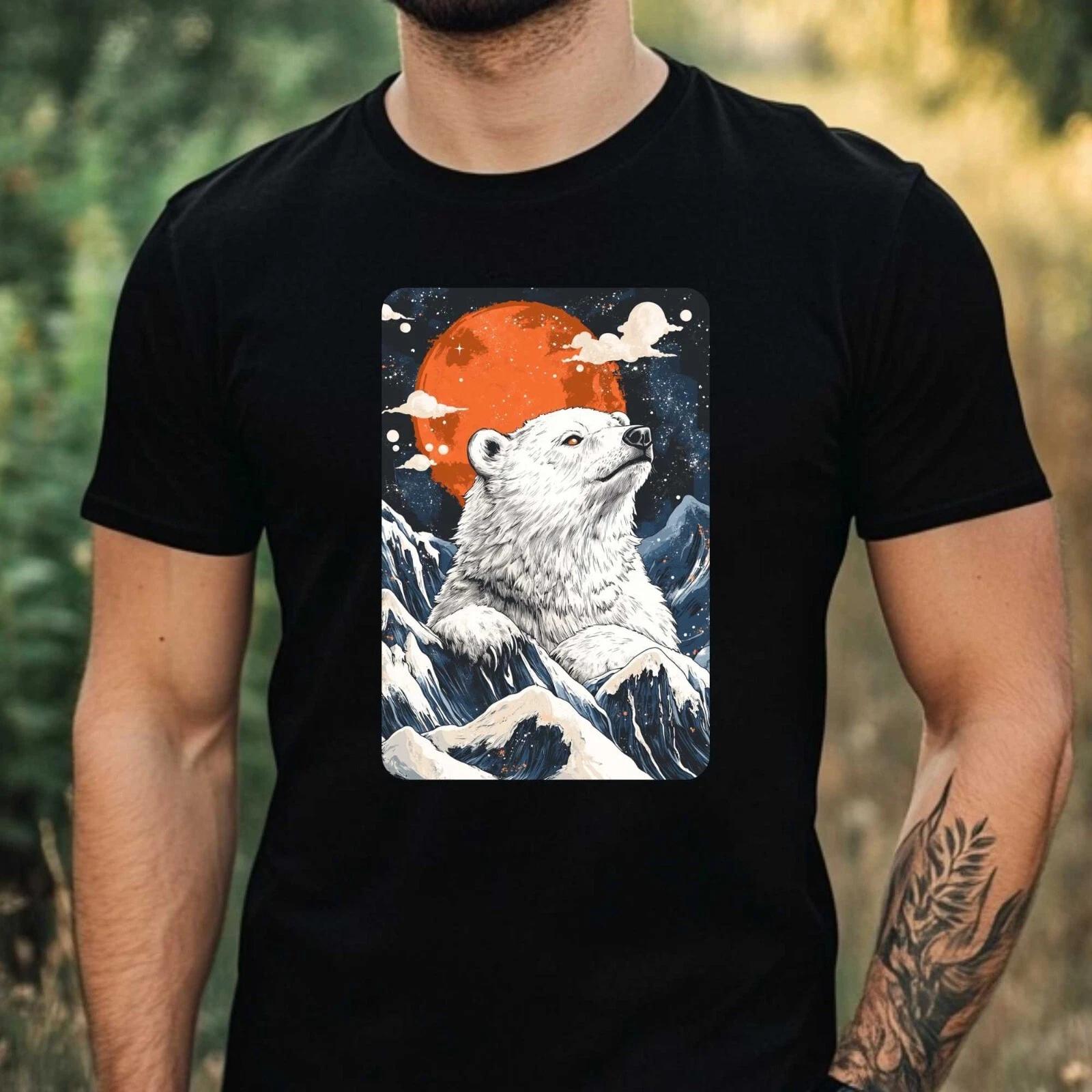 T-Shirt Herren Eisbär im Anime Style Motiv Baumwolle Größe XS bis 5XL XS