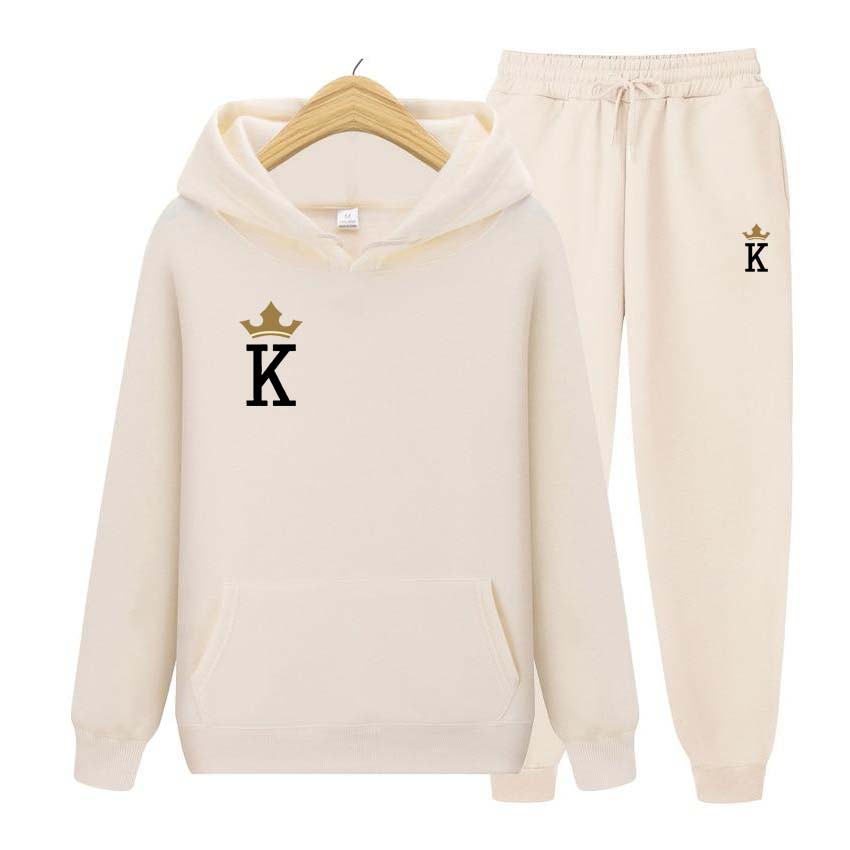 Tracksuit 2 Pieces Set Unisex Hoodies Fleece Sweatshirt+Pants Suit Hoodies Jogger Hoodies Set K Print Long Sleeve Hoodie Jogging