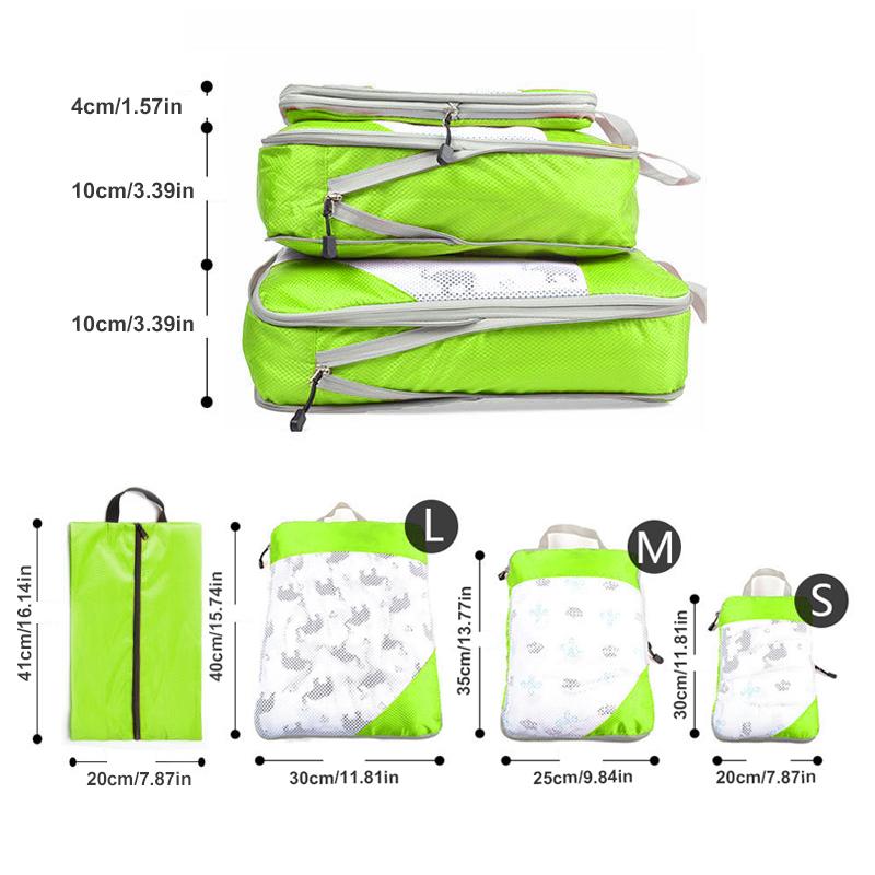 3pcs Portable Travel Storage Bag Set With Mesh Stitching, Double Layer Zipper Foldable Luggage Organizer, Clothing Storage Bags