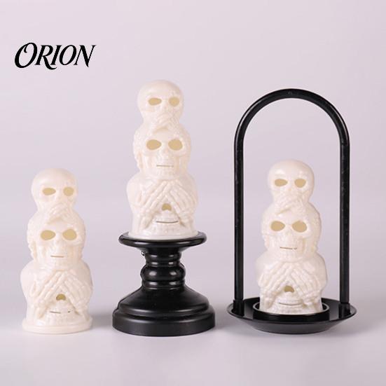 Warm LED Light for Halloween Skull Night Light, Resin Decorative Candle Lamp Battery Operated Room, Haunted House, Unique Tabletop Decoration
