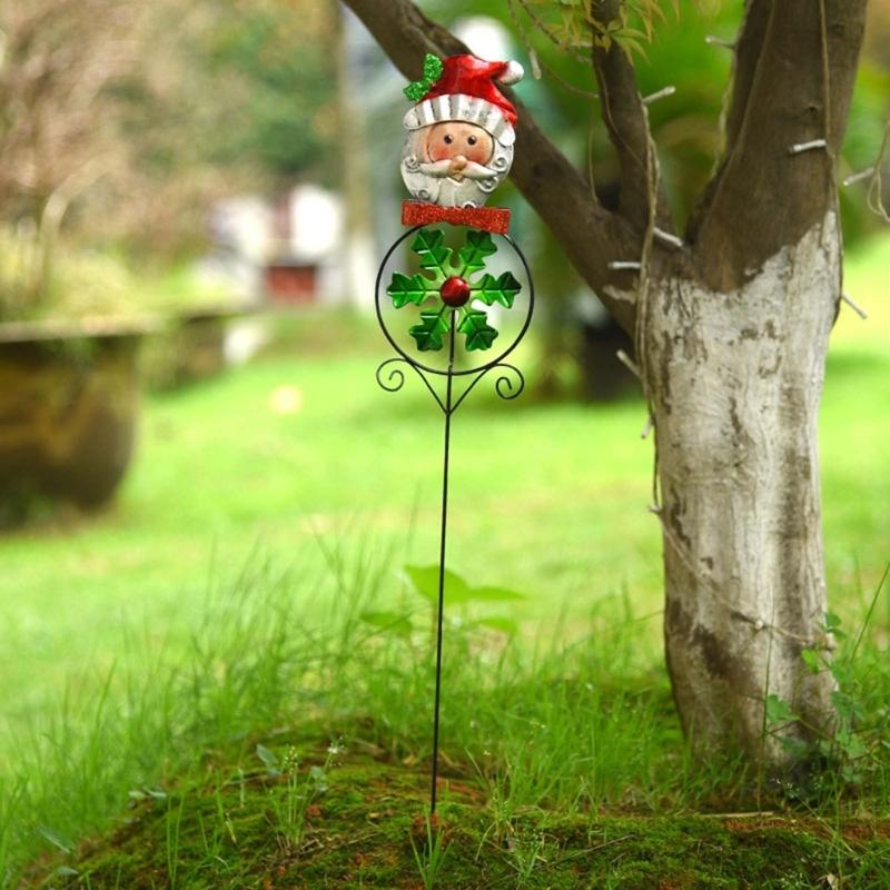 Christmas Metal Stake with Windmill Snowman Santa Garden Decor for Outdoor Decorations Yard Lawn Pathway Driveway Sign