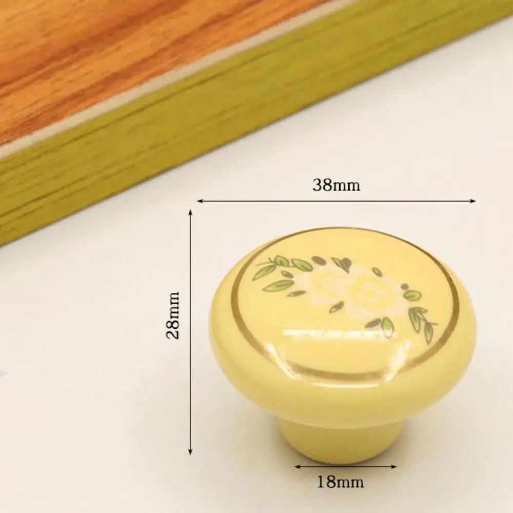 Retro Single Hole Ceramic Cabinet Knob Round European Style Door Pull Handles Vintage Drawer Knobs Kitchen