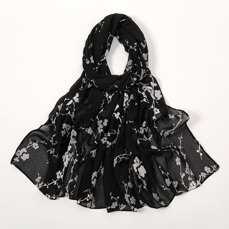 180*70cm Unique Women's Floral Scarves Lightweight Sheer Silky Feeling shawl Chiffon Flowers Printed Scarf