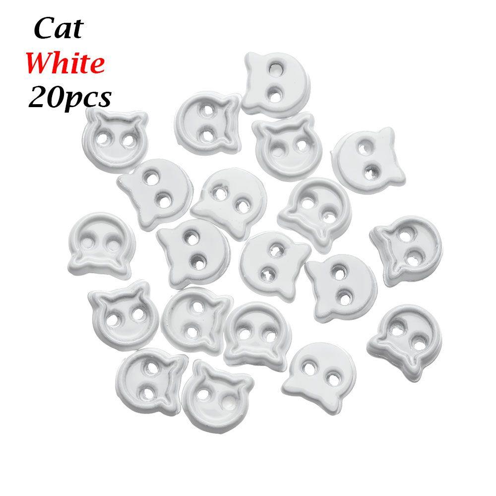 Игрушки DIY Материалы для шитья Аксессуары для одежды кукол Металлическая пряжка Пряжки для одежды кукол Мини-пуговицы White-Cat-20pcs