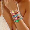 Crystal Polymer Clay Flower Braided Drawstring Bracelet Bohemian Beach Vacation Style Fashion Accessory Holiday Gift