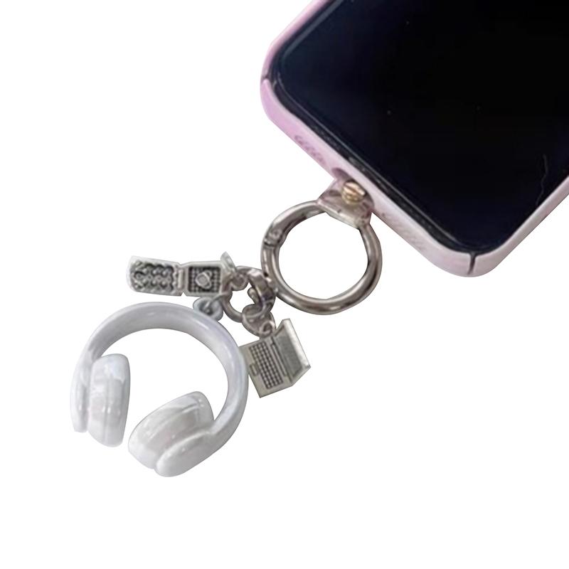 1 Piece Y2K Aesthetic Keychain Cute 3D Stereo Headphone Mobile Bag Pendant For Wallet And Car Keys Decoration