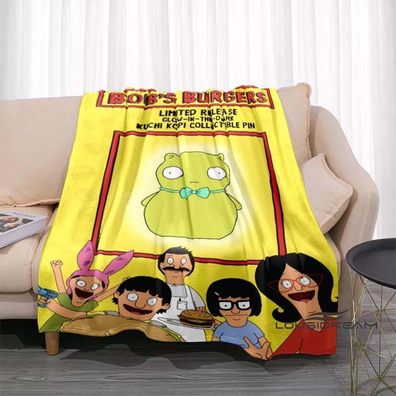 Happy Burger Shop cartoon print blanket. A warm and comfortable flannel blanket suitable for bedrooms, sofas, beds, chairs, picn