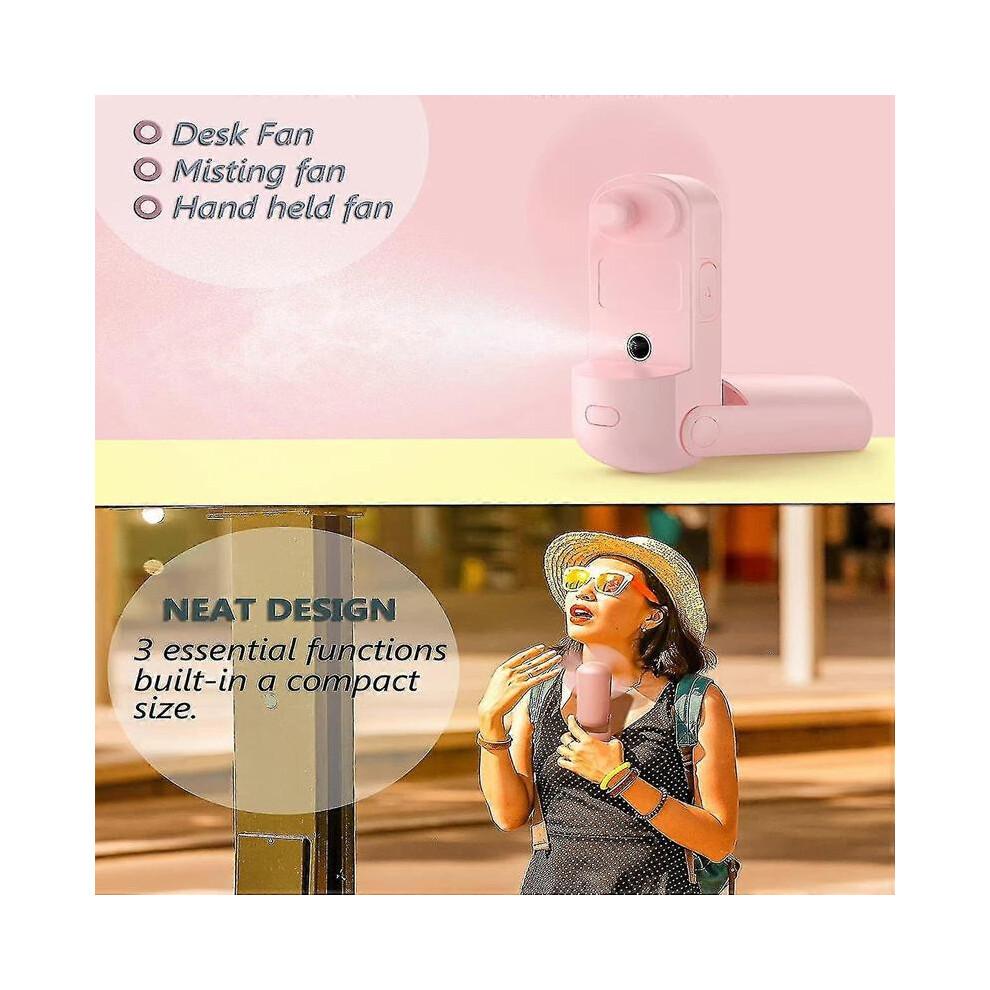 Portable USB Rechargeable Handheld Fan with Misting 3 Speeds