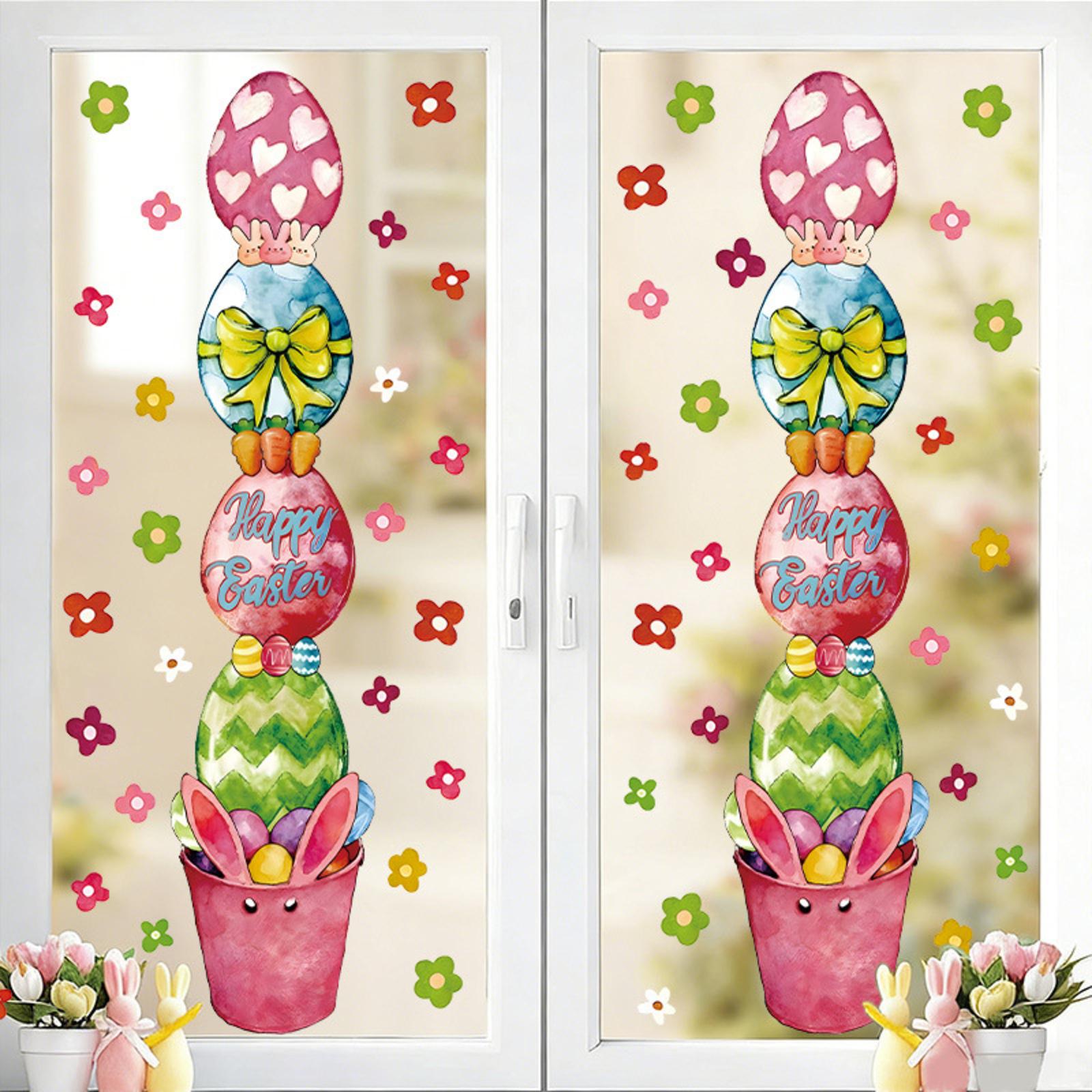 

Spring Easter Cartoon Egg Window Decoration Stickers PVC Static Cling Stickers One Size