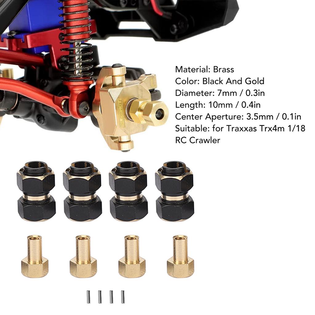 4PCS RC Hex Hub 10mm Brass Wheels Hex Hub Extension Hex Drive Adapter for Traxxas Trx4m 1/18 RC Crawler