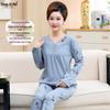 Women's Plus Size Knitted Cotton Home Wear for the Middle-Aged and Elderly - Suitable for Autumn and Spring