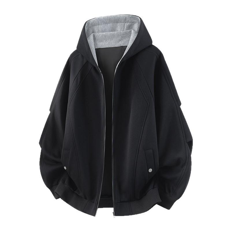 Mens Oversized Hooded Loose Casual Sport Jacket Trendy Plus Size Outerwear