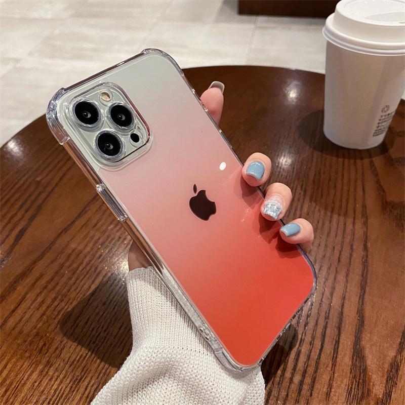 Transparent Gradient Rainbow Color Case For Iphone 13 12 11 Pro Max X Xr Xs Hard Acrylic Shockproof Crystal Cover Capa
