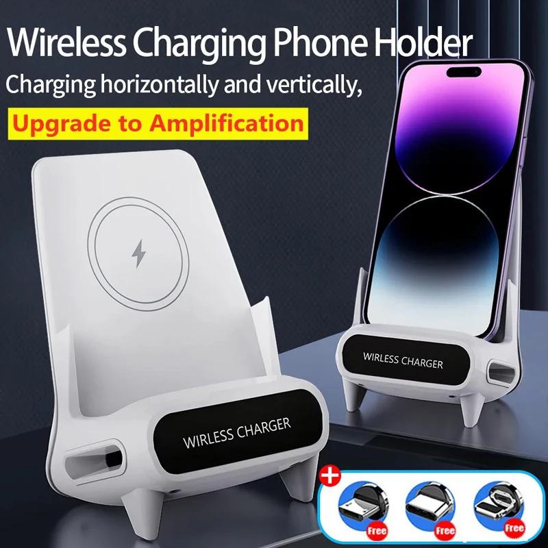 Bezdrátová nabíjecí podložka Stojan Stolní držák na mobilní telefon 15W Rychlonabíjecí stanice Dok Držák pro iPhone Samsung Xiaomi LG