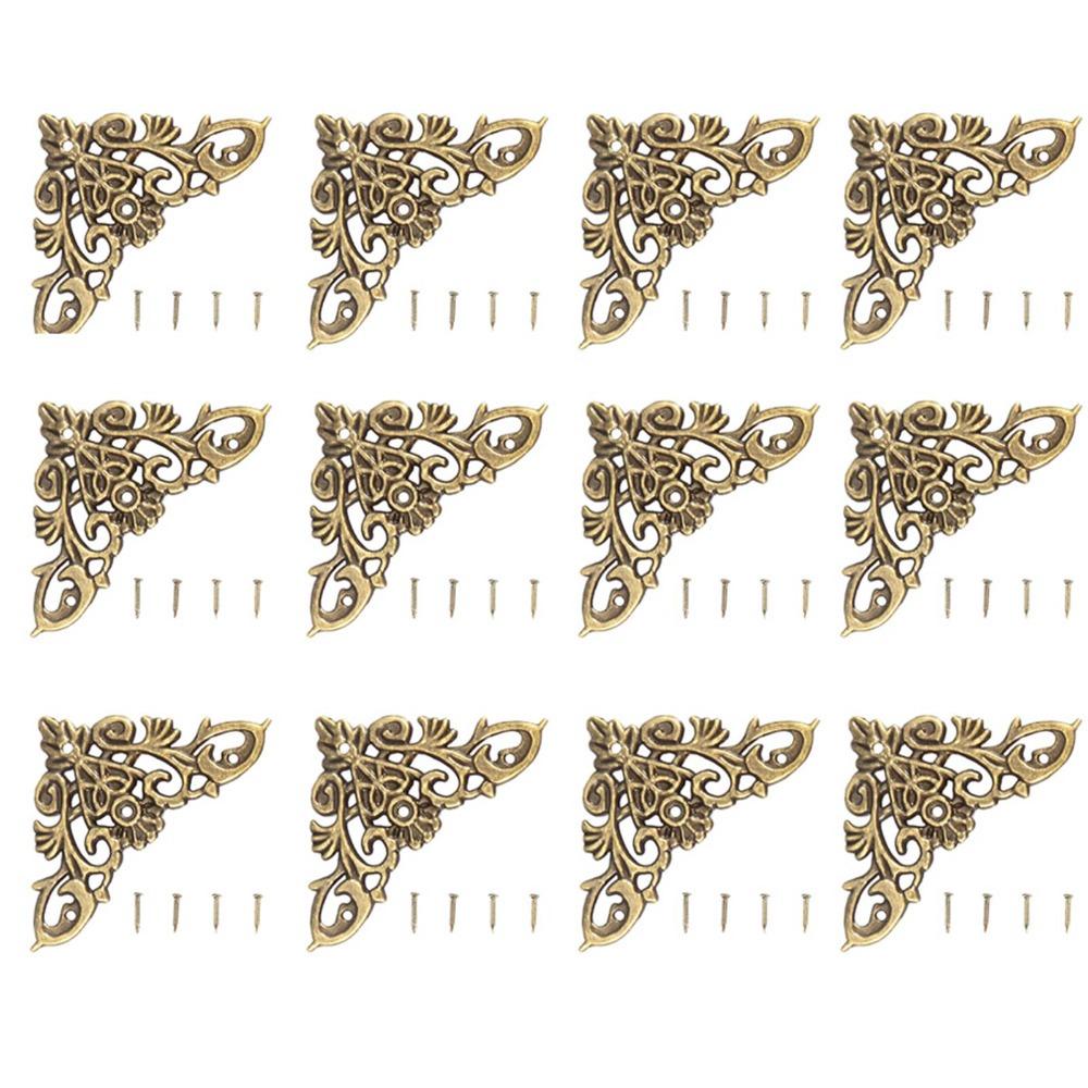12pcs Metal Hollow Shape Corner Antique Style Edge Protector Home & Office Daily Supplies