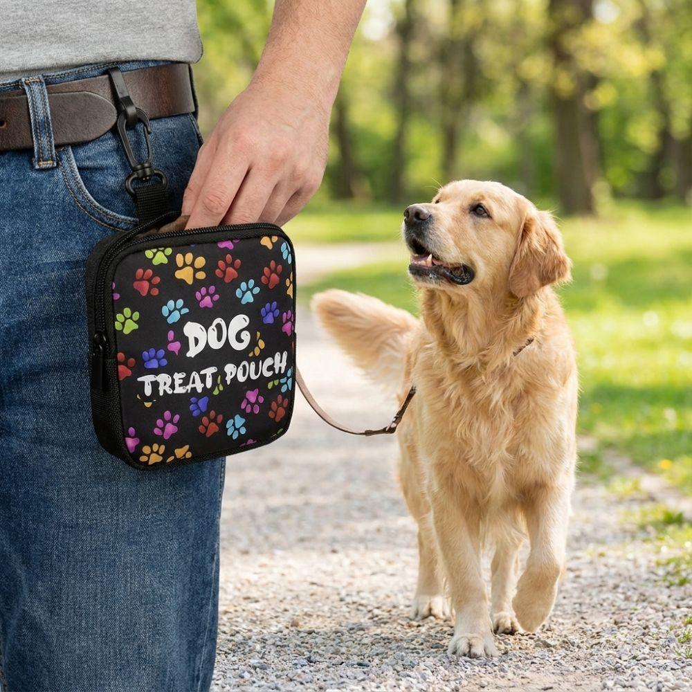 Zipper Closure Pet Training Reward Bag with Hook Transparent Window Pet Treat Pouch Leak-Proof Colorful Dog Feeding Bag Walks