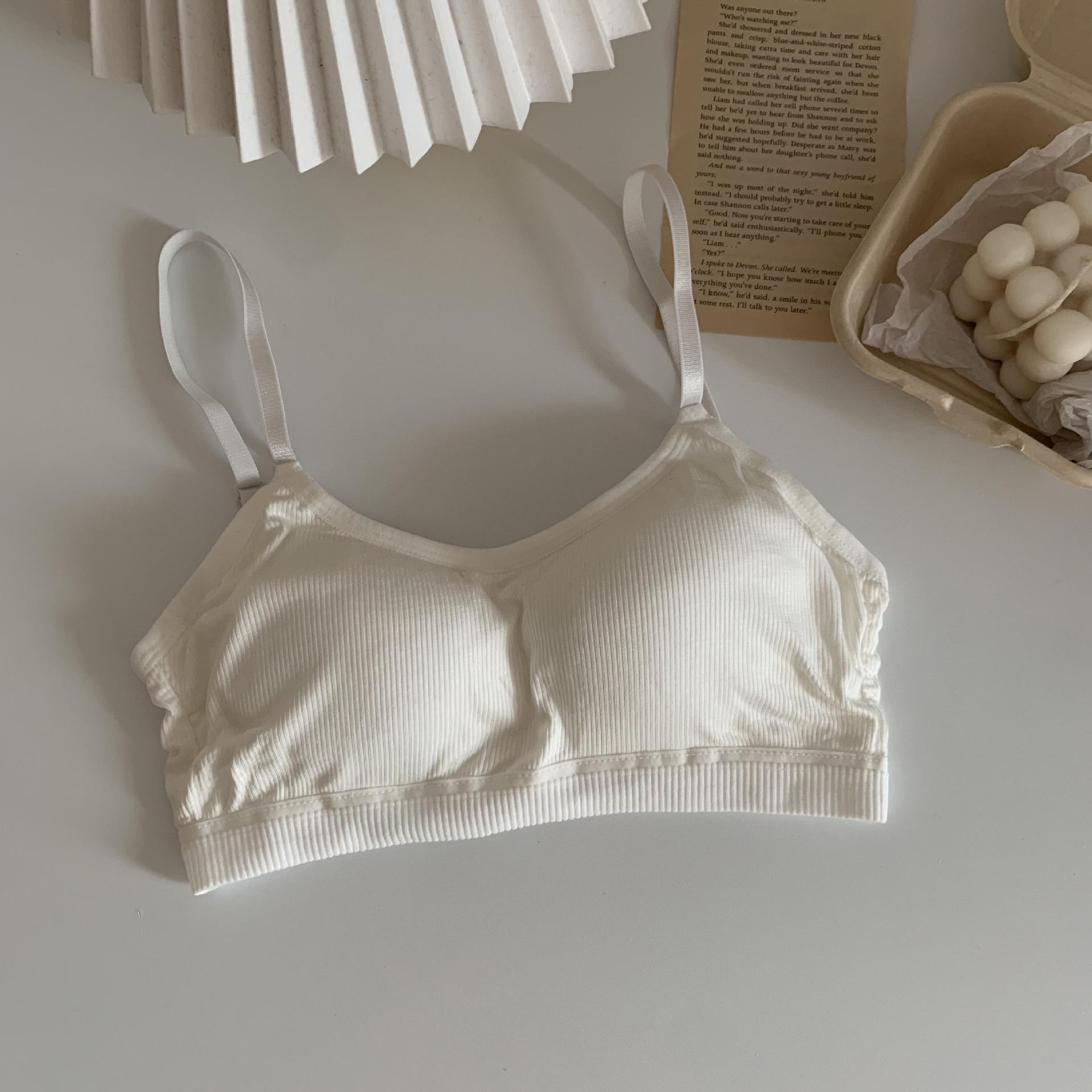 

Бюстгальтер-бралетт из чистого хлопка с регулируемыми бретелями и запахом сзади One size белый