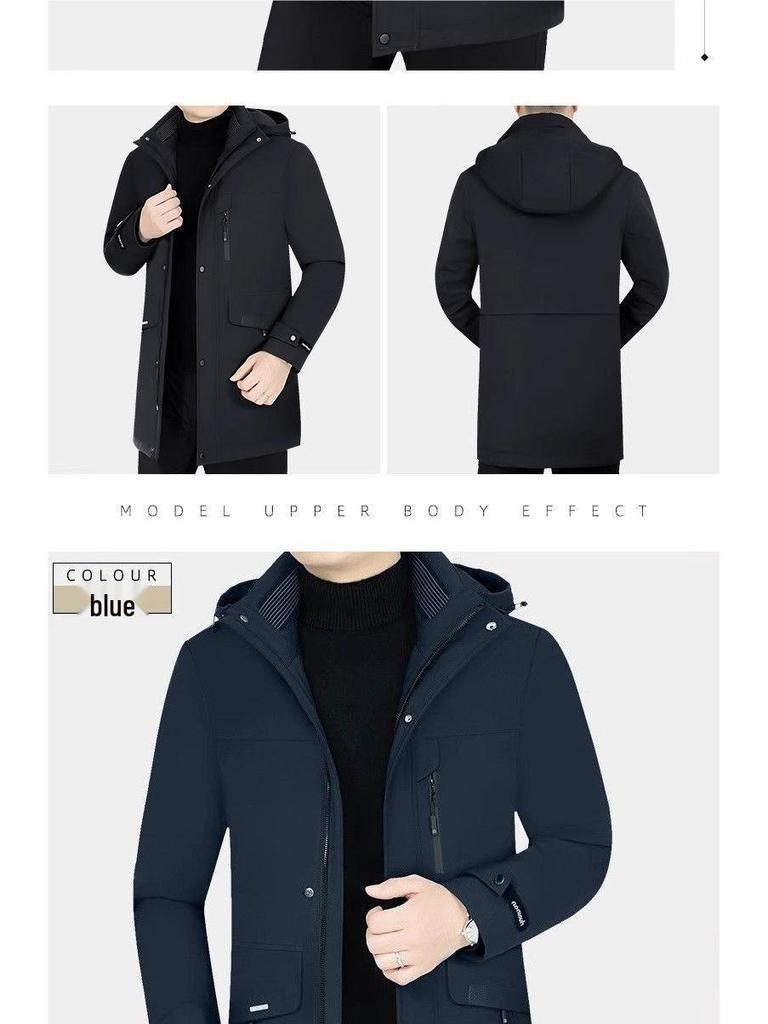 Pierre Cardin Men's Mid-Length Goose Down Jacket with Removable Liner - Thickened, Warm Winter Outerwear.