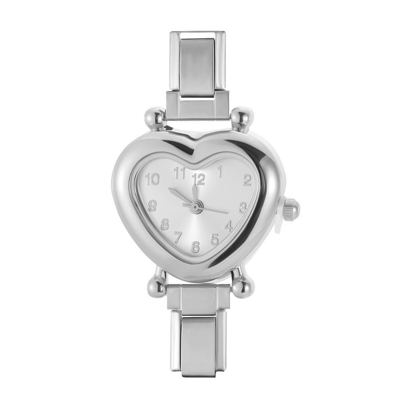 Y2K Vintage Zircon 9MM Width Italian Charm Heart Shape Watch High Quality Stainless Steel Bracelets Bangle for Birthday Gifts