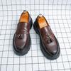 Fashion Spring New Men's Comfortable Tassel Big Toe Leather Shoes Fashion Brand Men's Pointed Toe Business Formal Le Fu Leather Shoes