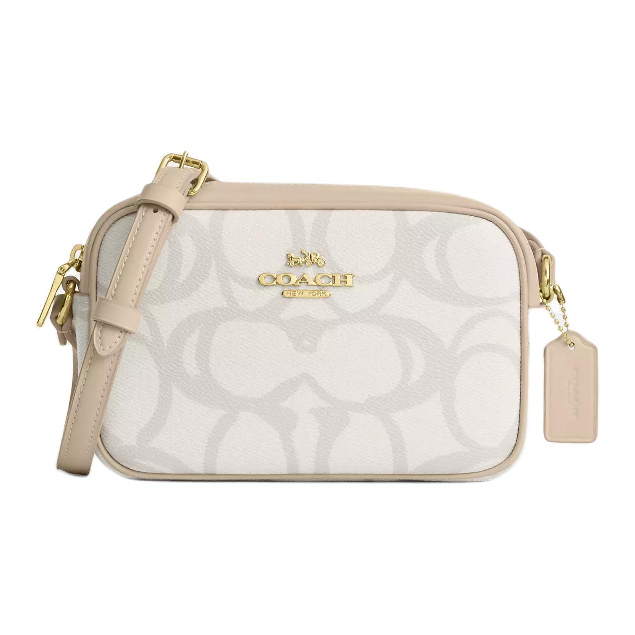 

Coach Jamie 20 Adjustable Shoulder Strap Signature Coated Canvas Camera Bag Women shoulder bag Cream-White CBL94-IMIVO Basic Set (Bag+Dust Bag)