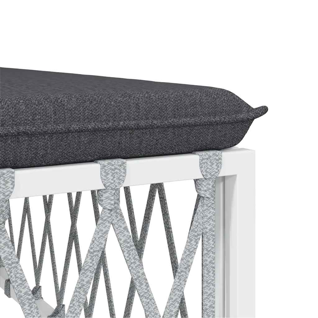 Garden Corner Sofa with Cushions White Fabric