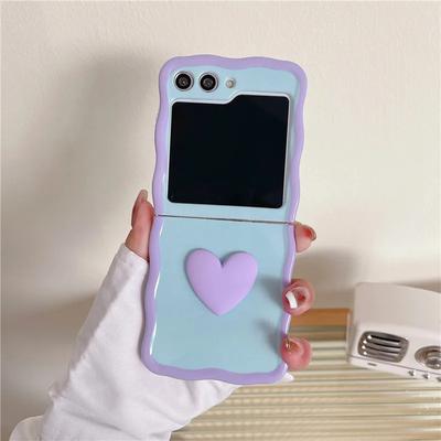 For Samsung Galaxy Z Flip 3 4 5 Phone Case 3D Love Heart Hand Rope Wave Shockproof Cover For Samsung Z Flip3 Flip4 ZFlip5