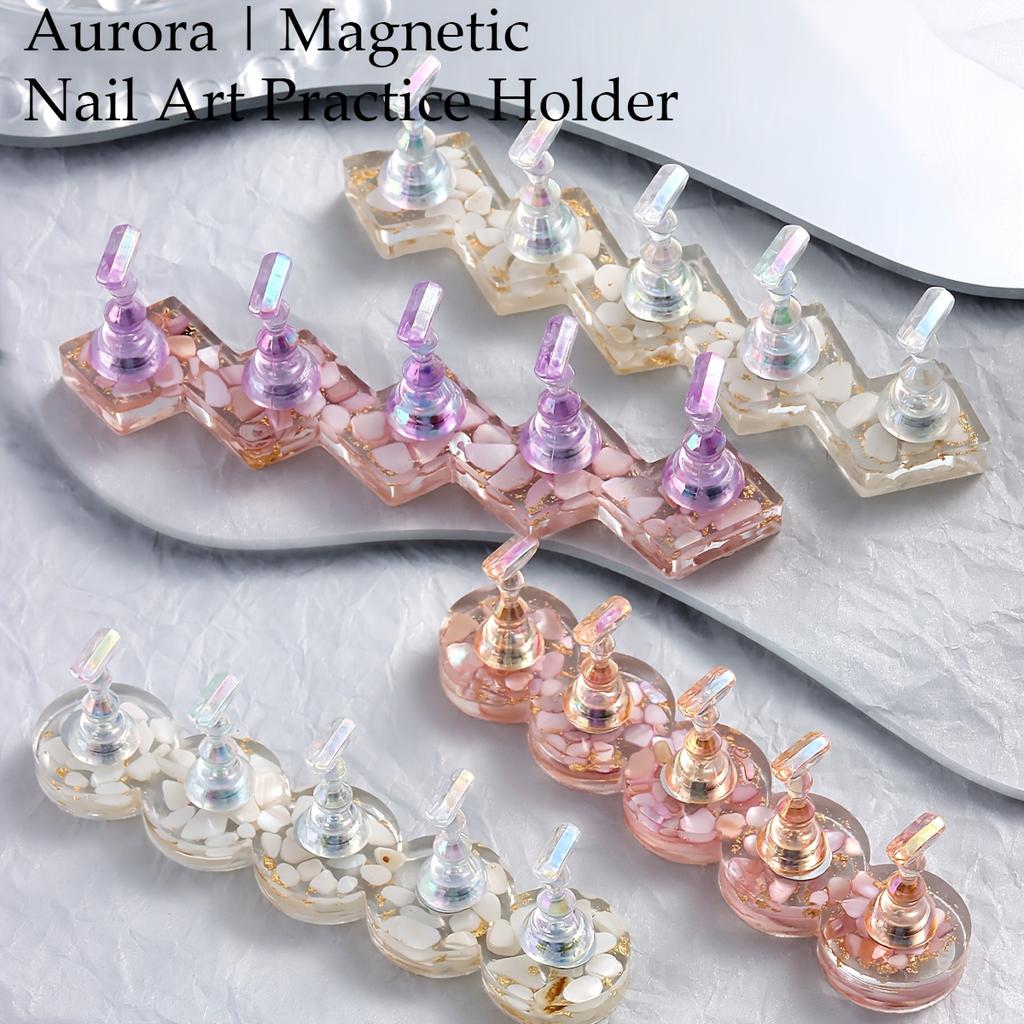 Magnetic Manicure Practice Stand Acrylic Round Base for Manicure Training Tools for Manicure Practice Display DIY and Salon Use