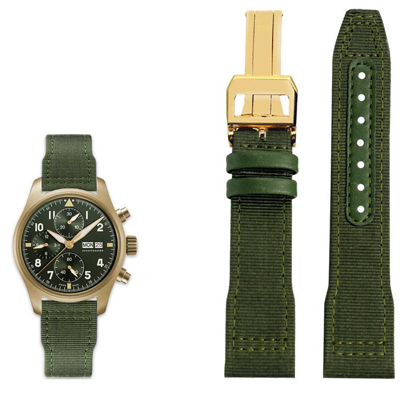 Klasyczny 20/21/22mm Wysokiej jakości nylonowy pasek do zegarka ze skóry cielęcej Pasuje do IWC Pilot SPITFIRE MARK18 Portofino TOP GUN IW389101 Pasek do zegarka