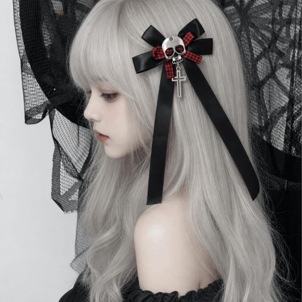 Lace Bow Skull Side Clip Cross Decorative Hair Accessories Cute Ponytail Braid Hair Clip Halloween