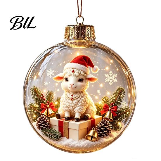 Decorative Hanging Balls Glowing Christmas Story Ornament, Light?Up Mini Holiday Scene Ball with Warm Garden Party Ornaments LED Light, Clear