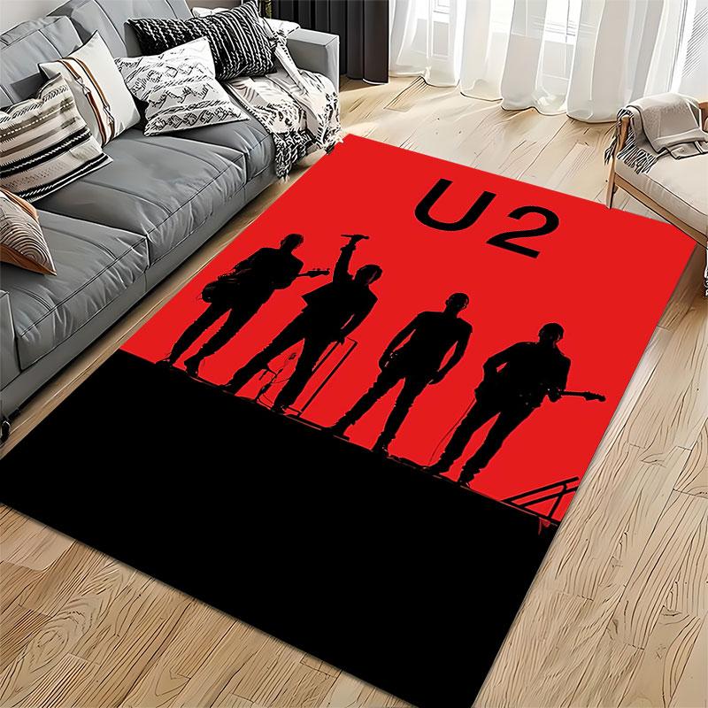 Band Silhouette with Red Background Suitable As a Non-slip Mat for the Living Room or Bedroom Sofa