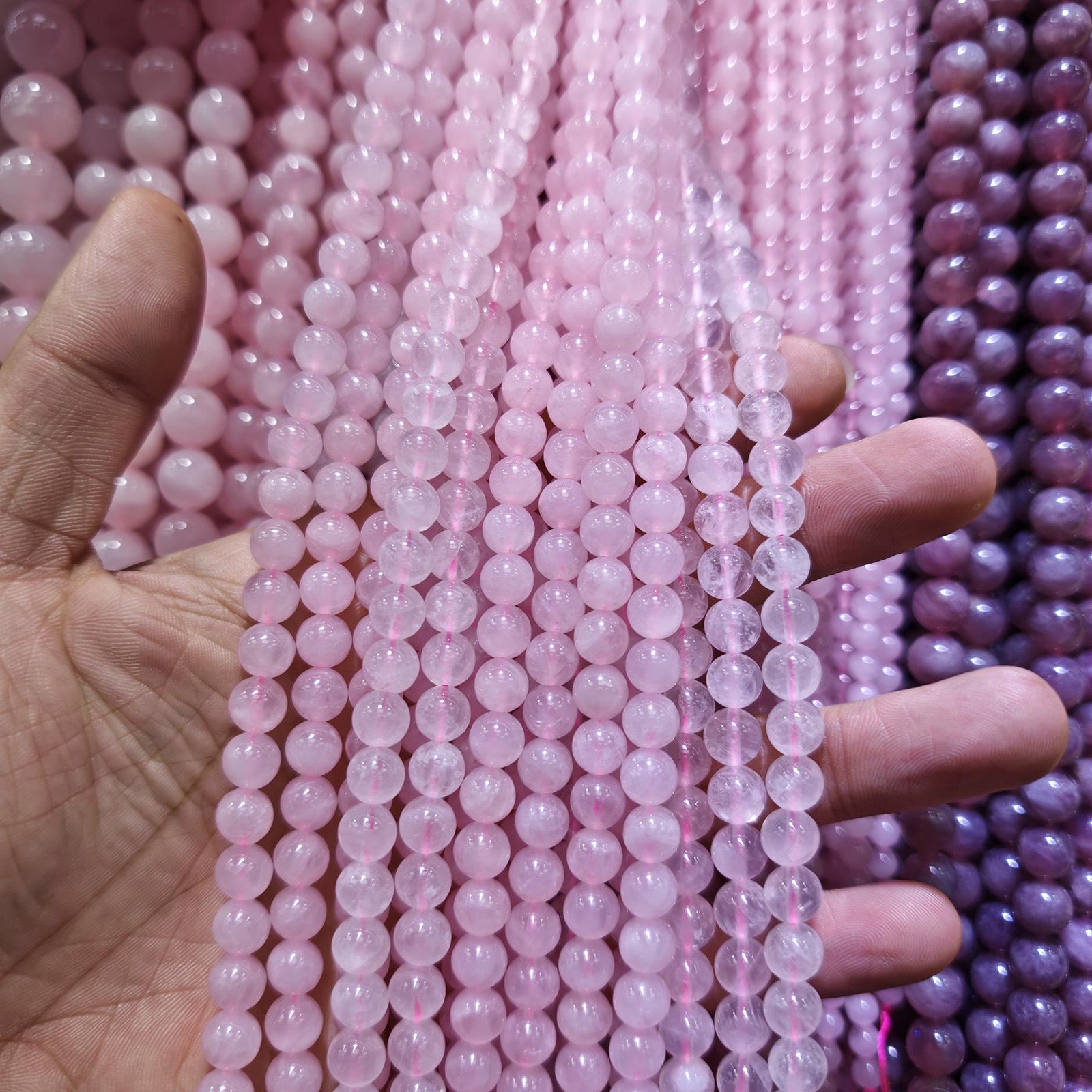 Браслет из натуральных розовых кварцевых круглых бусин Набор для изготовления украшений своими руками 6mm/Approx. 60 beads